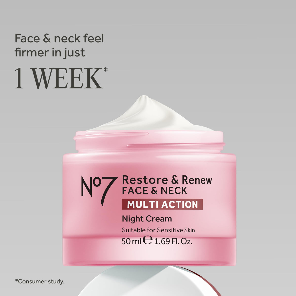 No7 Restore & Renew Sculpting Night Cream for Face & Neck, 1.69 Oz No7
