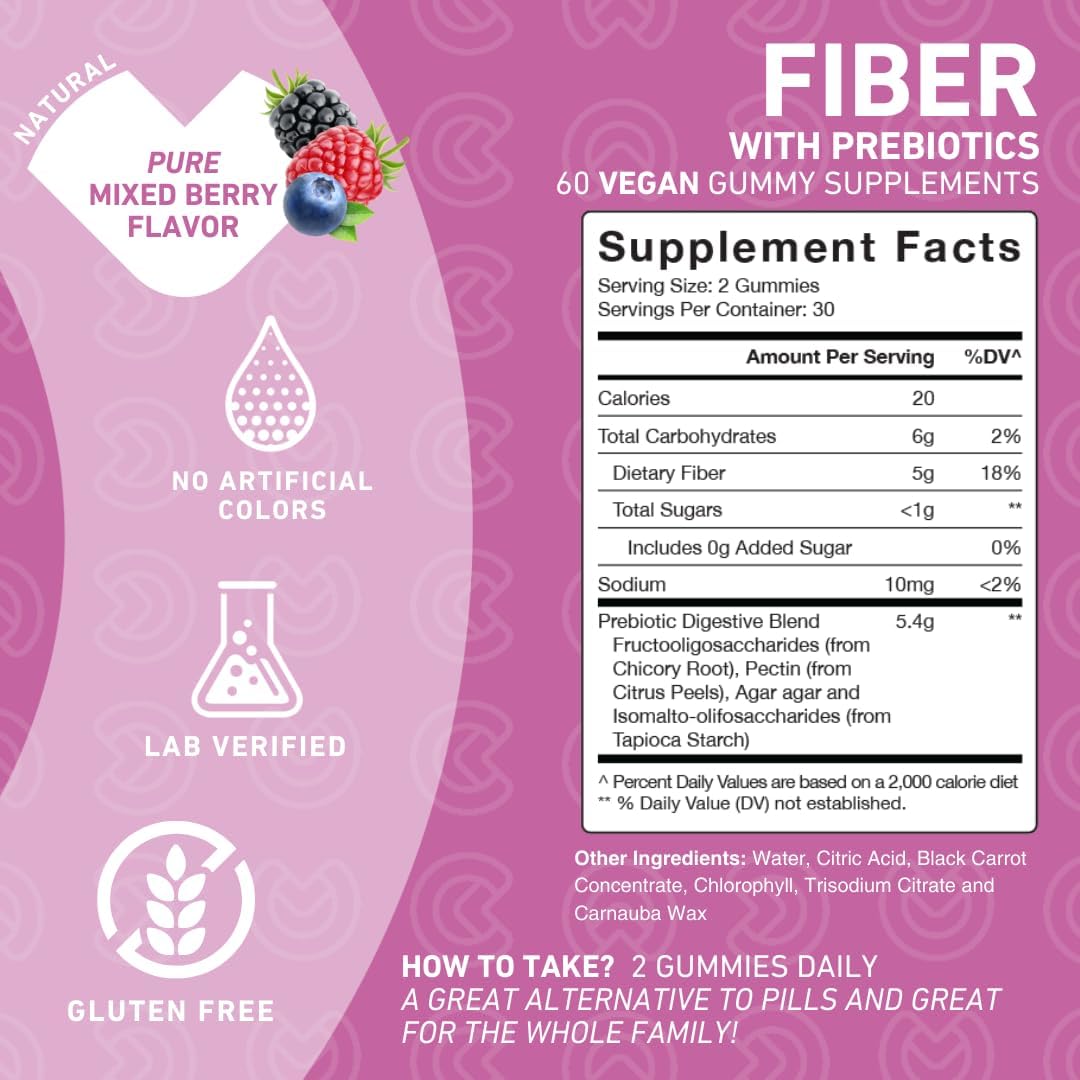 PUREFINITY Fiber + Elderberry Gummies Bundle (Inulin FOS Prebiotic Fiber Gummies + Double Strength Elderberry Gummies with Zinc & Vitamin C)