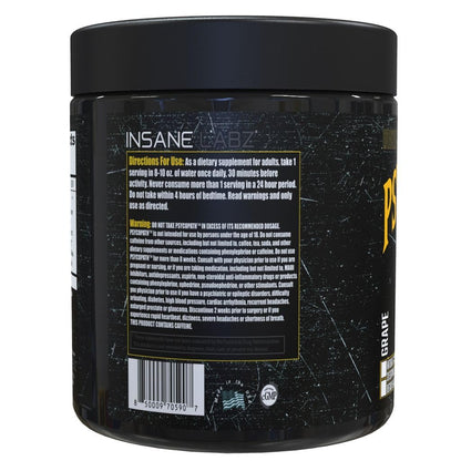 Psychopath, High Stimulant, Insane Energy, Focus and Endurance Preworkout Powder with Panax Ginseng, Rhodiola, Red Sage Root & Rauwolfia (30, Blue Raspberry)