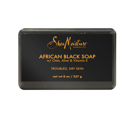 SheaMoisture Bar Soap for Troubled Skin African Black Soap Cleanser with Shea Butter 8 oz Shea Moisture
