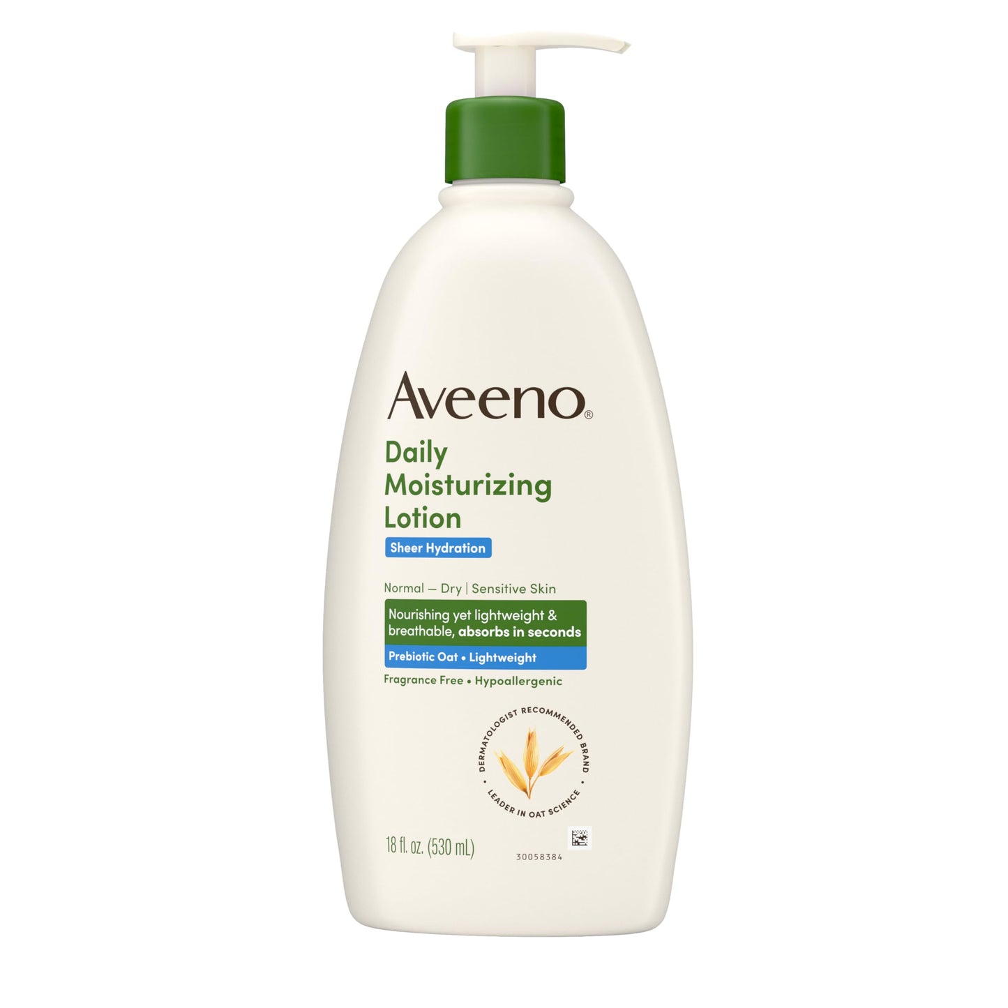 Aveeno Sheer Hydration Fragrance-Free Daily Moisturizing Lotion with Prebiotic Oat for Dry Skin, Lightweight Aveeno