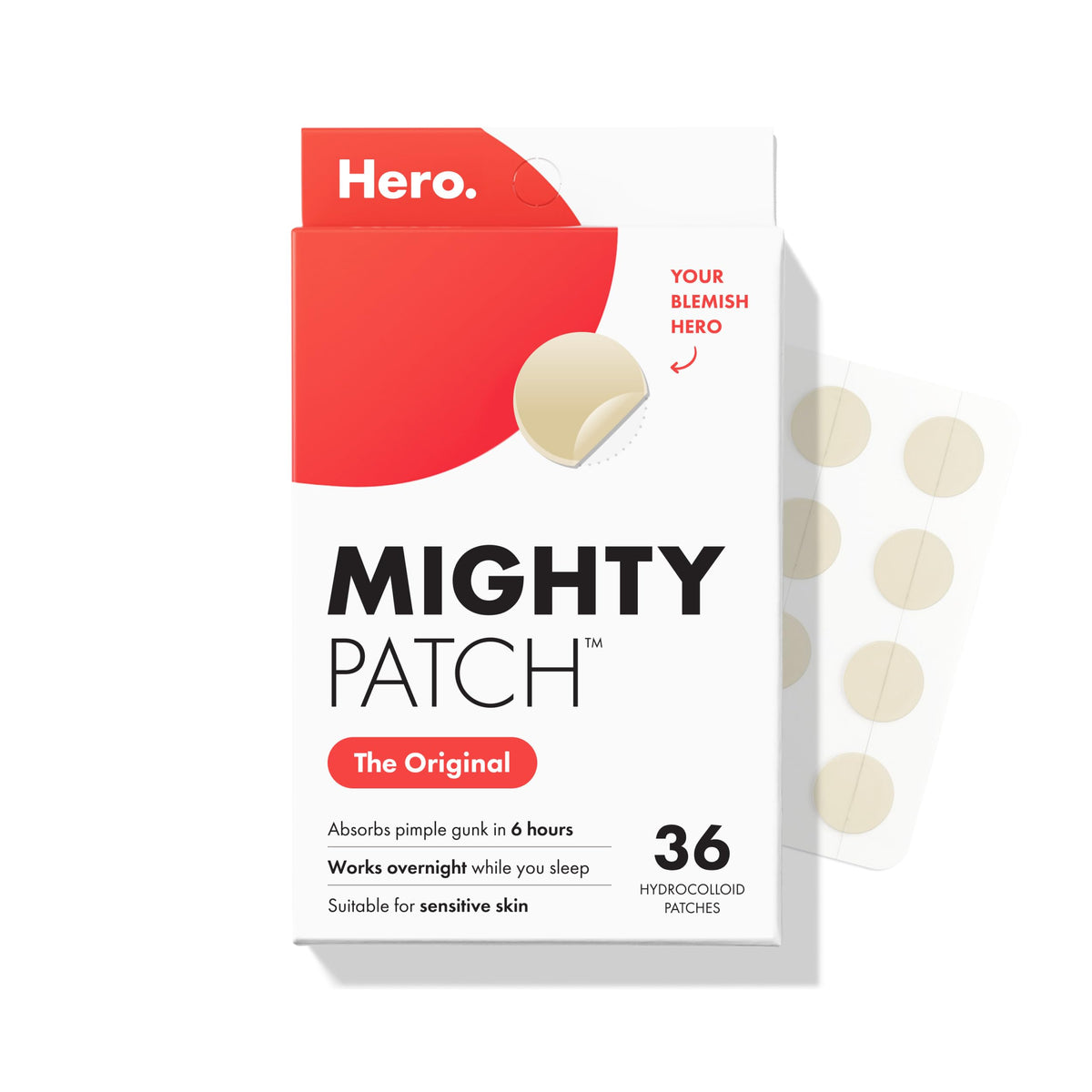 Mighty Patch Hero Cosmetics Original Nighttime Acne Pimple Patches, 36 Ct Mighty Patch
