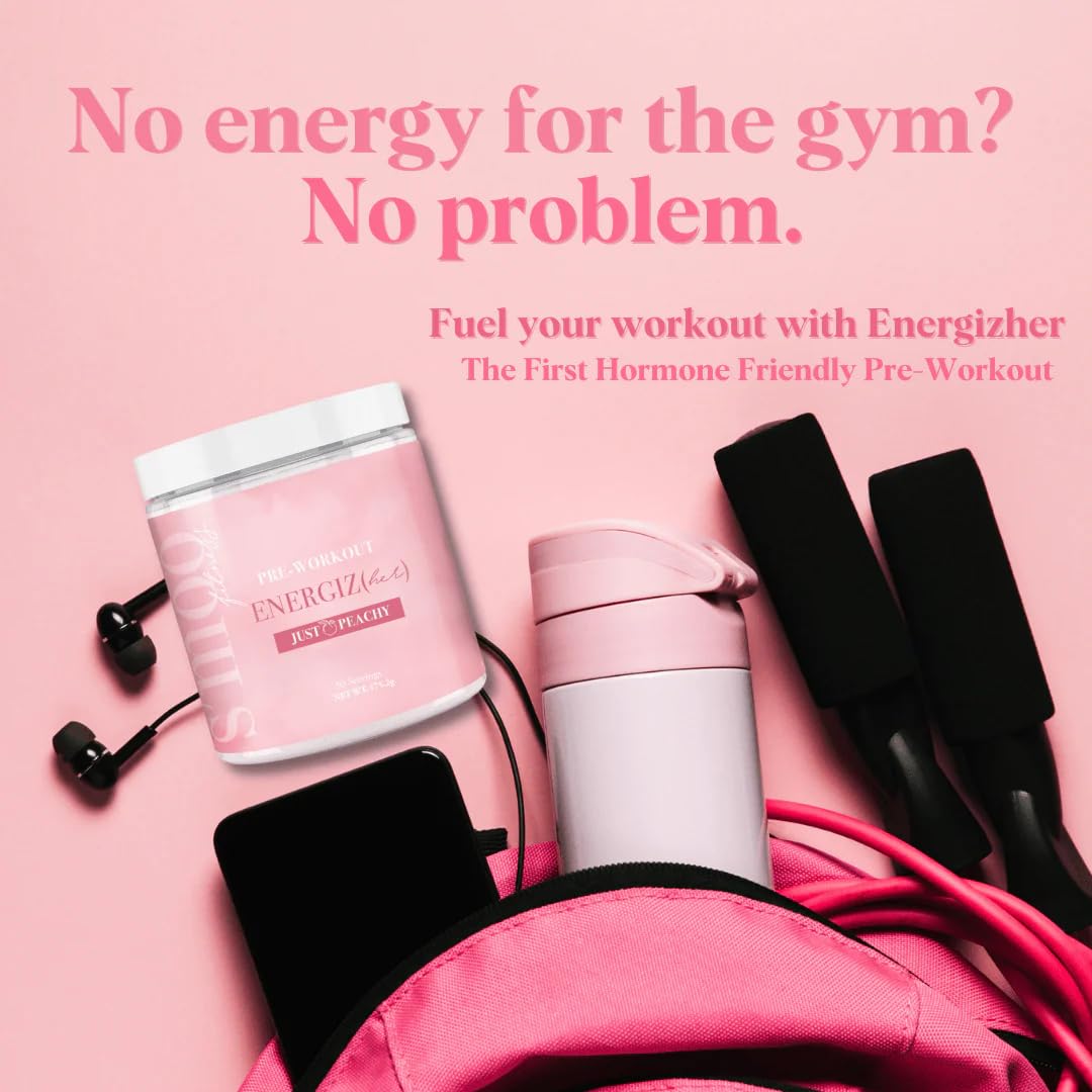 S'moo ENERGIZ(her) Pre Workout Supplement - Preworkout Energy Powder - 30 Servings, Just Peachy