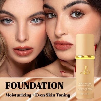Foundation 4 in 1 - Color Changing Foundation, Medium Spectrum with SPF 50, Hypoallergenic Hydrating Liquid Concealer, Long-lasting & Waterproof Natural Finish - 1.0 fl oz VBEYD