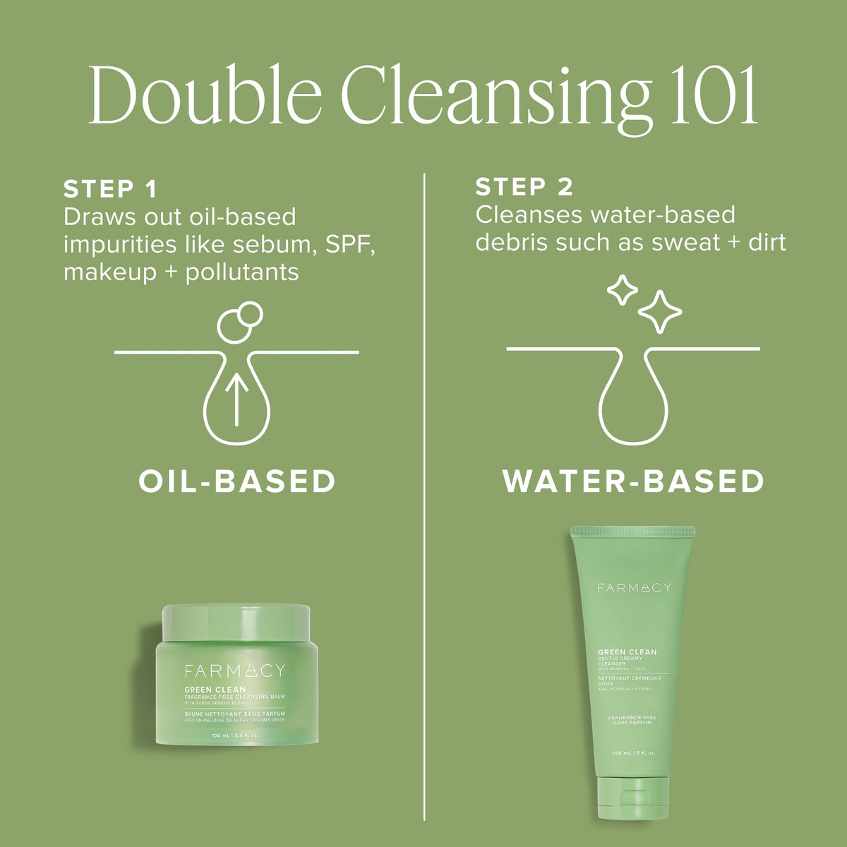 Farmacy Gentle Double Cleanse Skincare Gift Set - Fragrance-Free Gentle Creamy Face Cleanser & Makeup Remover Cleansing Balm - Melts Away Makeup & Helps Promote Healthy Skin (2 Count) Farmacy