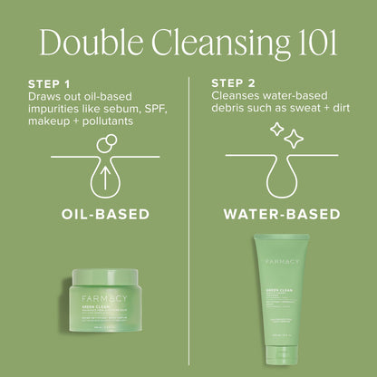 Farmacy Gentle Double Cleanse Skincare Gift Set - Fragrance-Free Gentle Creamy Face Cleanser & Makeup Remover Cleansing Balm - Melts Away Makeup & Helps Promote Healthy Skin (2 Count) Farmacy