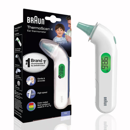 Braun ThermoScan 4 Digital Ear Thermometer for Kids and Adults, Professional Accuracy, Color Coded and Audio Fever Guidance for Babies, Toddlers Gsupps Australia