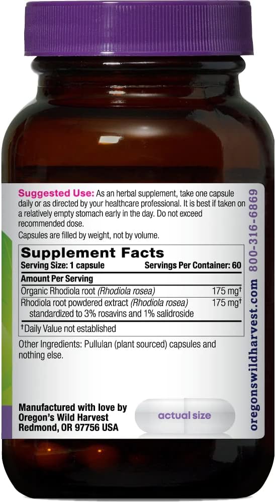 Oregon's Wild Harvest Rhodiola Supplement, 60 Count Gsupps Australia