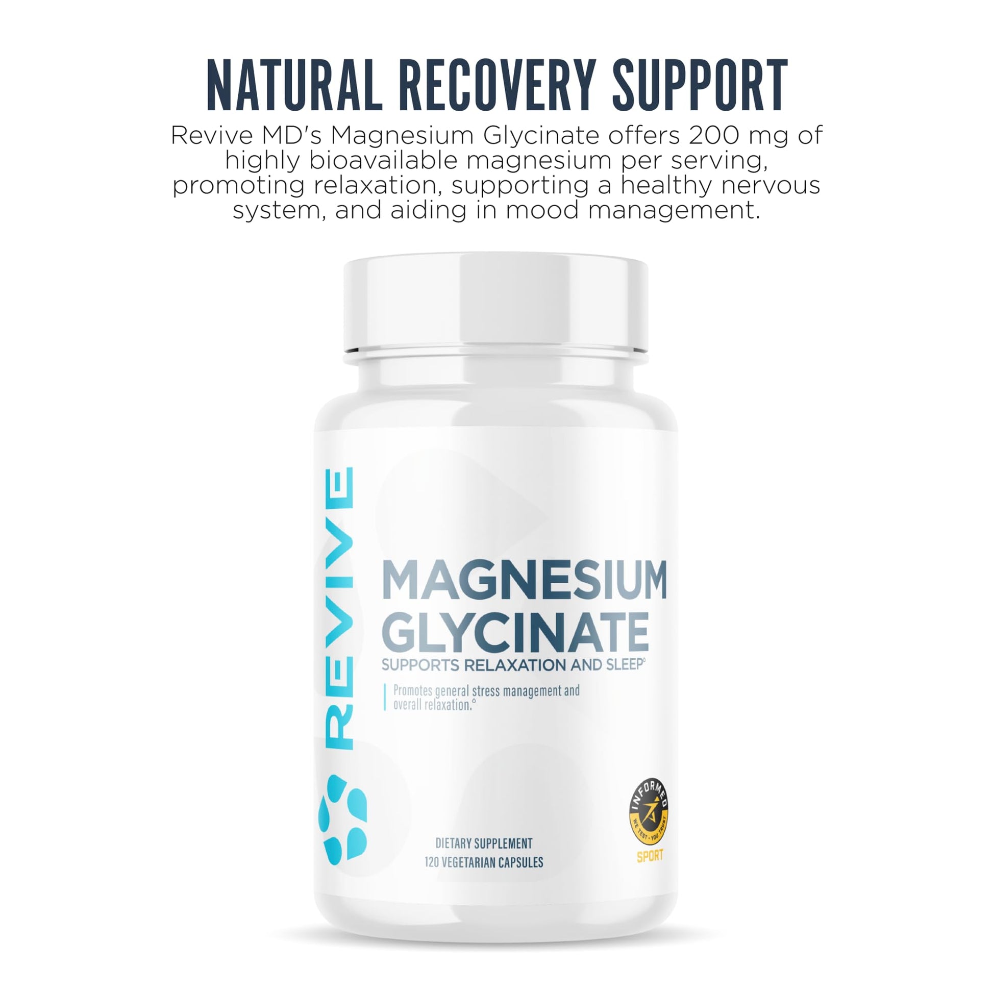 Revive MD Pure Magnesium Glycinate 200mg – High Absorption Supplement for Relaxation, Stress Relief, Sleep & Memory Support – Promotes Strong Bones, Healthy Nerve & Muscle Function (60 Servings) Revive buy australia supplements