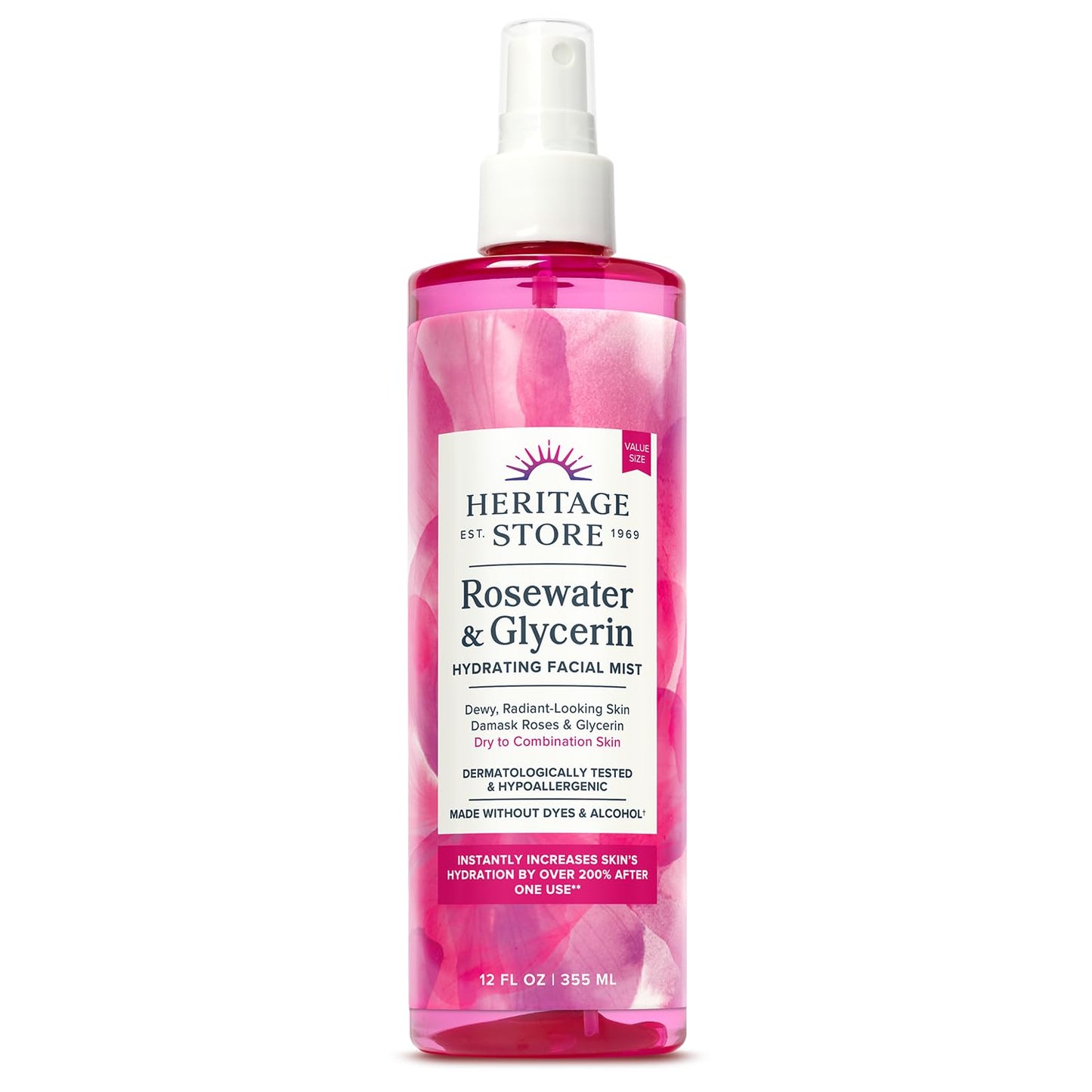 HERITAGE STORE Rosewater & Glycerin Hydrating Facial Mist - Dry Combination Skin Care HERITAGE STORE