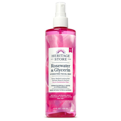 HERITAGE STORE Rosewater & Glycerin Hydrating Facial Mist - Dry Combination Skin Care HERITAGE STORE