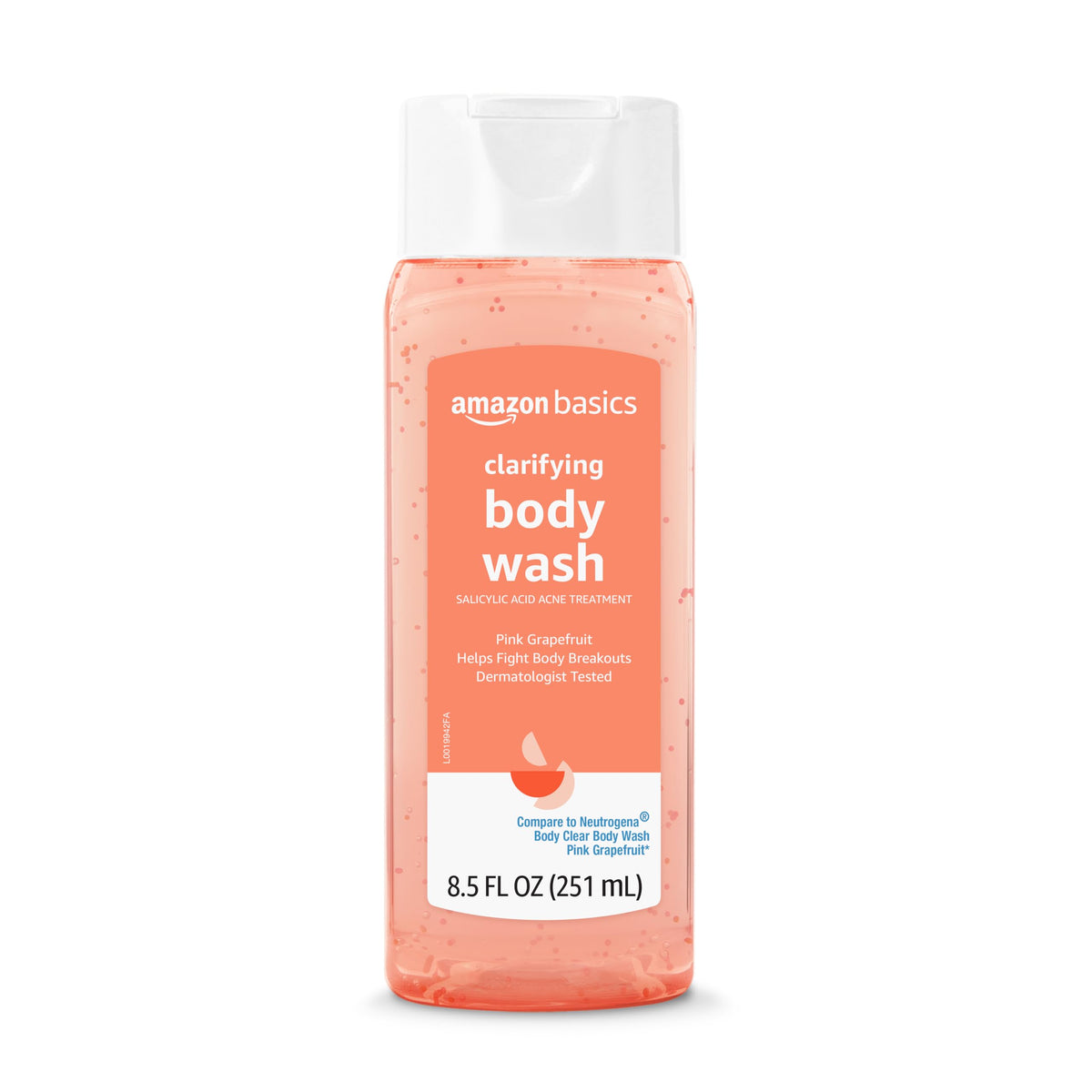 Amazon Basics Clarifying Pink Grapefruit Body Wash, 2% Salicylic Acid Acne Treatment, Dermatologist Tested, 8.5 Fluid Ounces, Pack of 1 Amazon Basics