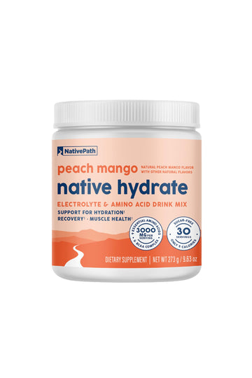 NativePath Hydrate, Zero Sugar, Electrolytes Powder with BCAAs, Peach Mango Hydration, Keto & Paleo Friendly, 30 Servings NativePath buy australia supplements