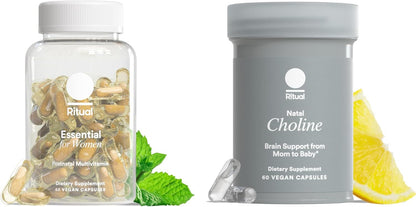 Ritual Mom-to-Baby Set with Prenatal Vitamins and Natal Choline Supplements, Supports Pregnancy, Baby's Cognitive Function, Fetal Brain Development, 30 Day Supply