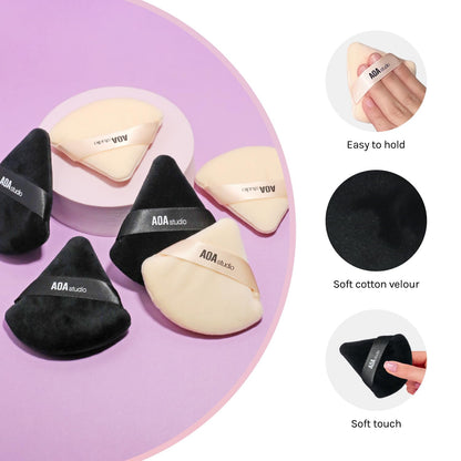 AOA Studio Velvet Puffs Makeup Puff Set of 6 Loose Powder Body Powder, Velour Makeup Blender Sponge Foundation Blending Sponges Set Beauty Makeup Tools(Black/Peach) AOA STUDIO