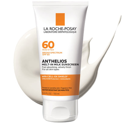 La Roche-Posay Anthelios Melt-In Milk SPF 60 Sunscreen for Face & Body, 5oz La Roche-Posay