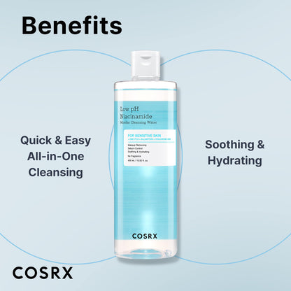 COSRX Low pH Niacinamide Cleansing Water for Sensitive Skin, 13.52 fl.oz COSRX