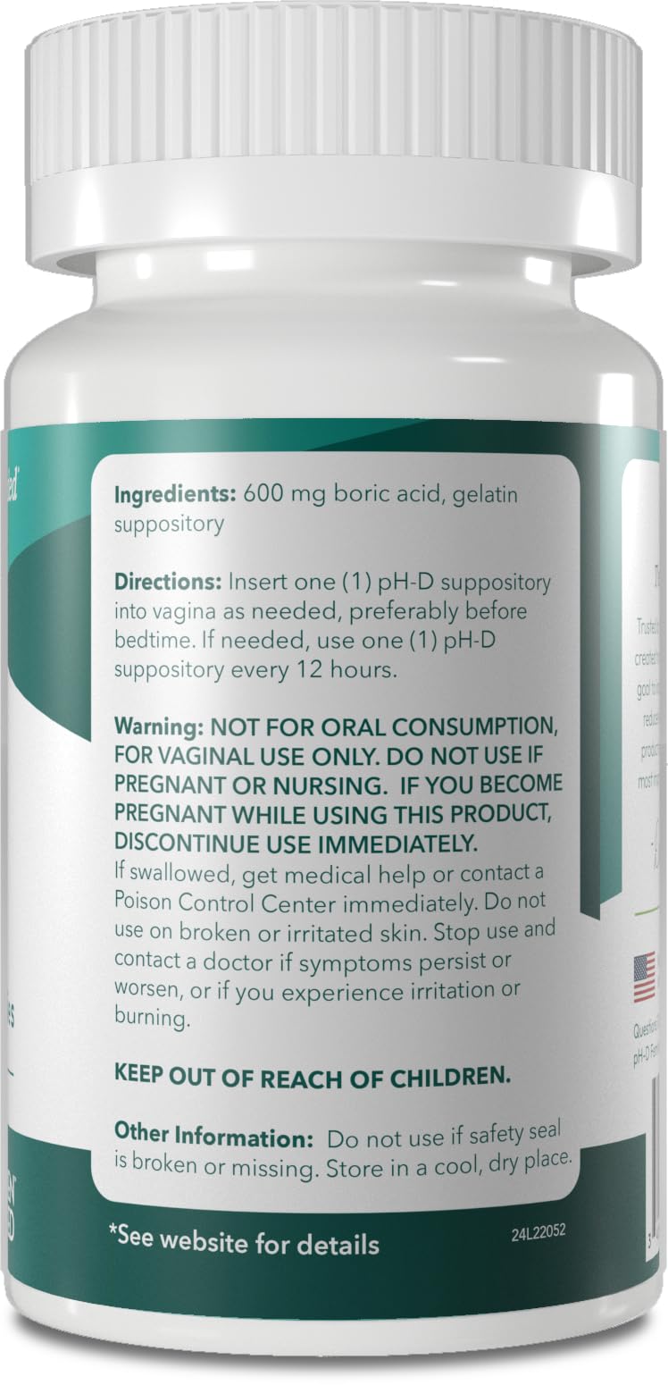 pH-D Feminine Health - 600 mg Boric Acid Suppositories - Woman Owned - for Vaginal Odor Use - 24 Count pH-D Feminine Health Support buy australia supplements