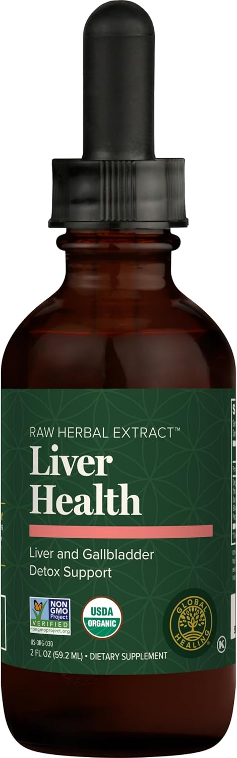 Global Healing Center - Liver Health - Organic Milk Thistle Supplement for Detox & Gallbladder Support - Dandelion Root Supplement for Cleanse & Repair (2 Fl Oz)