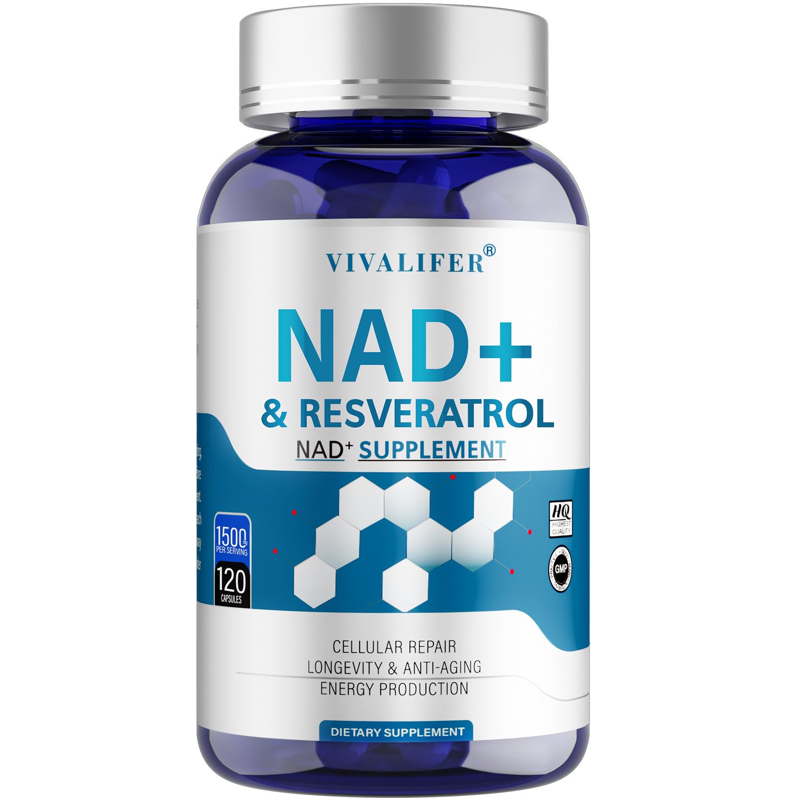 DQQI NMN Supplement Alternative 1500 mg - 120 Capsules (40 Day Supply) High Purity NAD+ & Resveratrol for Anti-Aging, Antioxidant Support, Energy & Focus Boost DQQI buy australia supplements