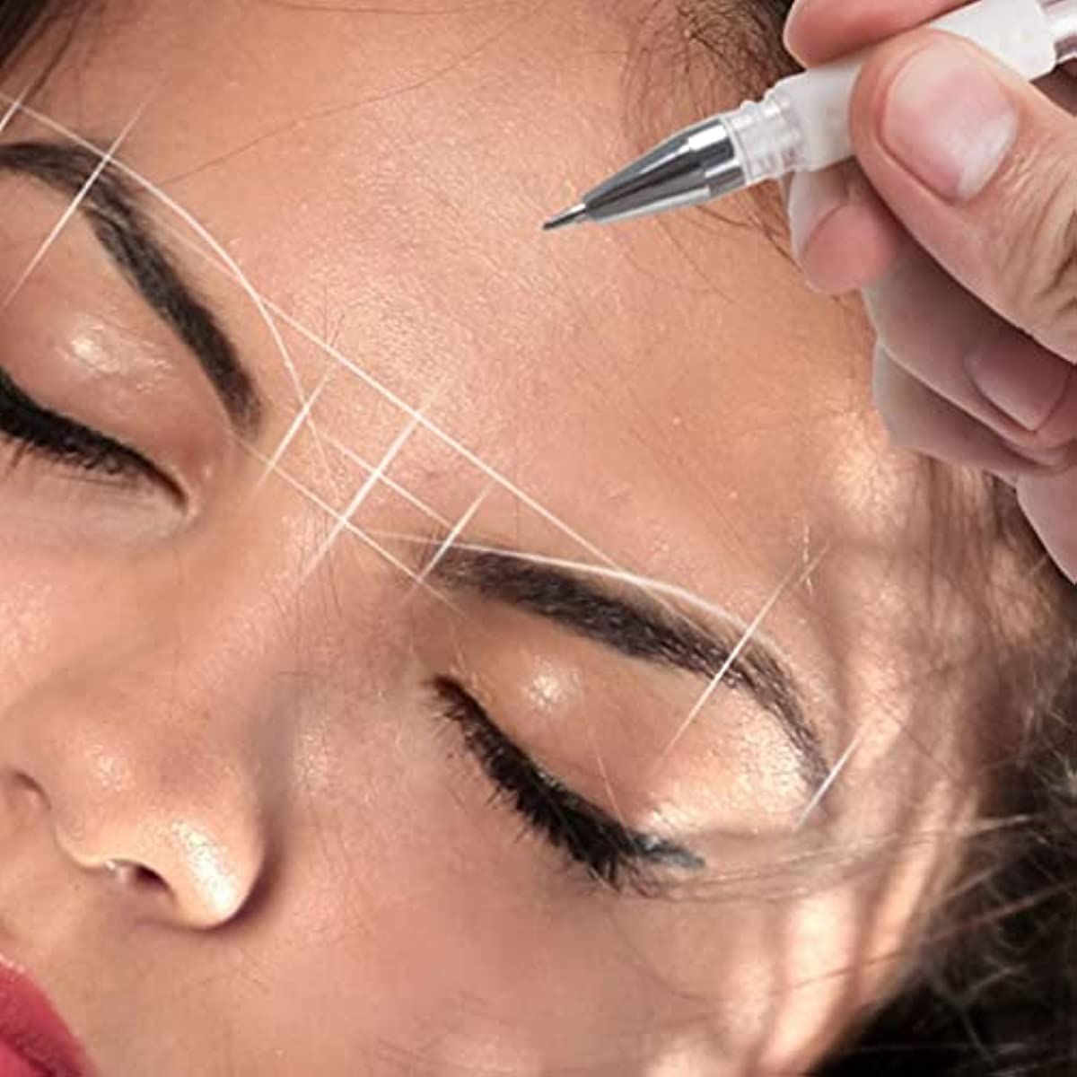 TEONEI Eyebrow microblading Marker Pen,Skin Marker Pen,Eyebrow Permanent Makeup Position Mapping Mark Tools (White) TEONEI