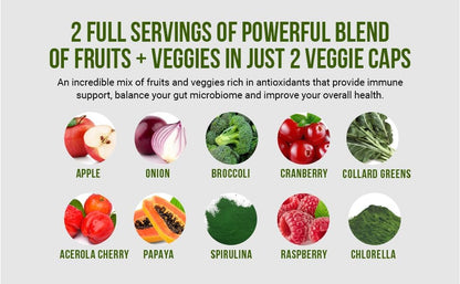 InnoSupps Full Spectrum Reds & Greens Superfood Capsules – Fruit & Vegetable Blend with Spirulina & Chlorella, Antioxidant Immune & Gut Health Support Supplement
