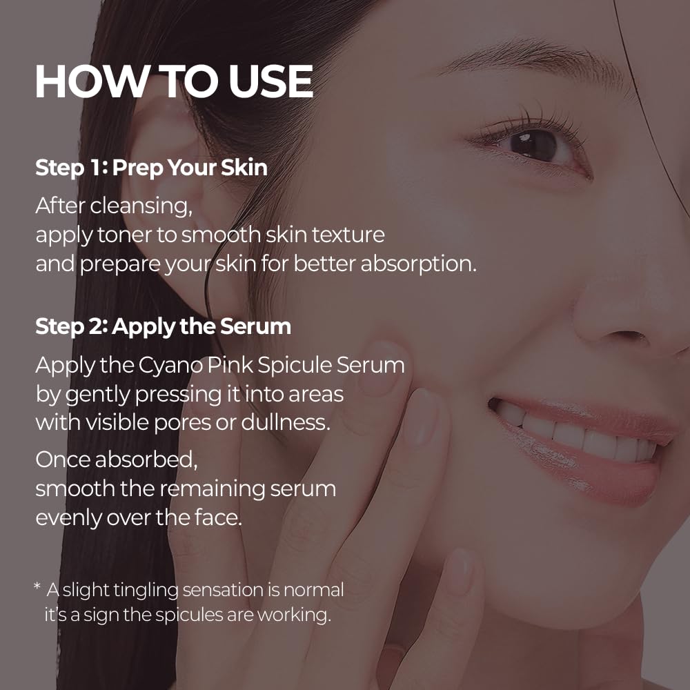 Dr.Melaxin Cyano Pink Spicule Serum with Vitamin B12, Liquid Microneedle Facial Treatment for Enlarged Pores, Niacinamide for Texture Refining & Renewal, 1.01 fl.oz Dr.Melaxin