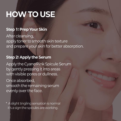 Dr.Melaxin Cyano Pink Spicule Serum with Vitamin B12, Liquid Microneedle Facial Treatment for Enlarged Pores, Niacinamide for Texture Refining & Renewal, 1.01 fl.oz Dr.Melaxin