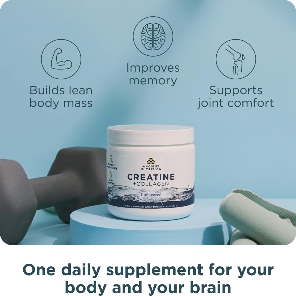Ancient Nutrition Creatine + Collagen – Muscle Strength, Lean Body Mass, Joint Comfort & Cognitive Support – Includes 5g Creatine Monohydrate for Women, 30 Servings Ancient Nutrition buy australia supplements