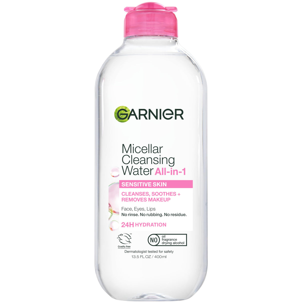 Garnier Micellar Water, Hydrating Facial Cleanser & Makeup Remover, Suitable for Sensitive Skin, Vegan, Cruelty Free, 13.5 Fl Oz (400mL), 1 Count Garnier