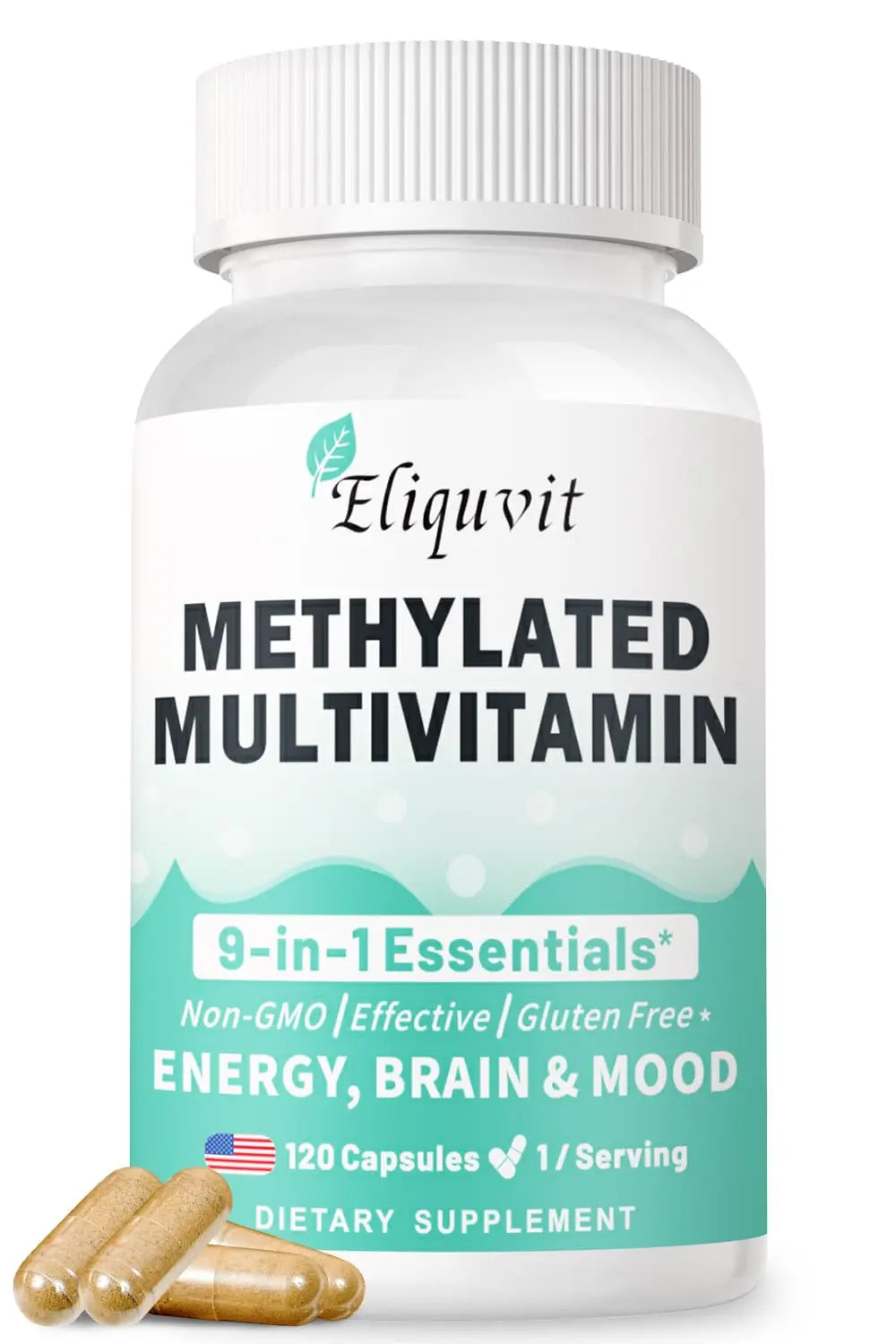 Eliquvit Methylated Multivitamin for Men & Women - Methylated B Complex with Methylfolate & B12-9-in-1 MTHFR Support + TMG - Vegan Multivitamin Eliquvit buy australia supplements