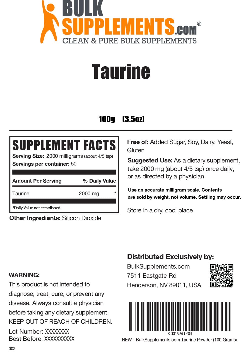 BULKSUPPLEMENTS.COM Taurine Powder - Taurine Supplement, Taurine 2000mg BULKSUPPLEMENTS.COM buy australia supplements