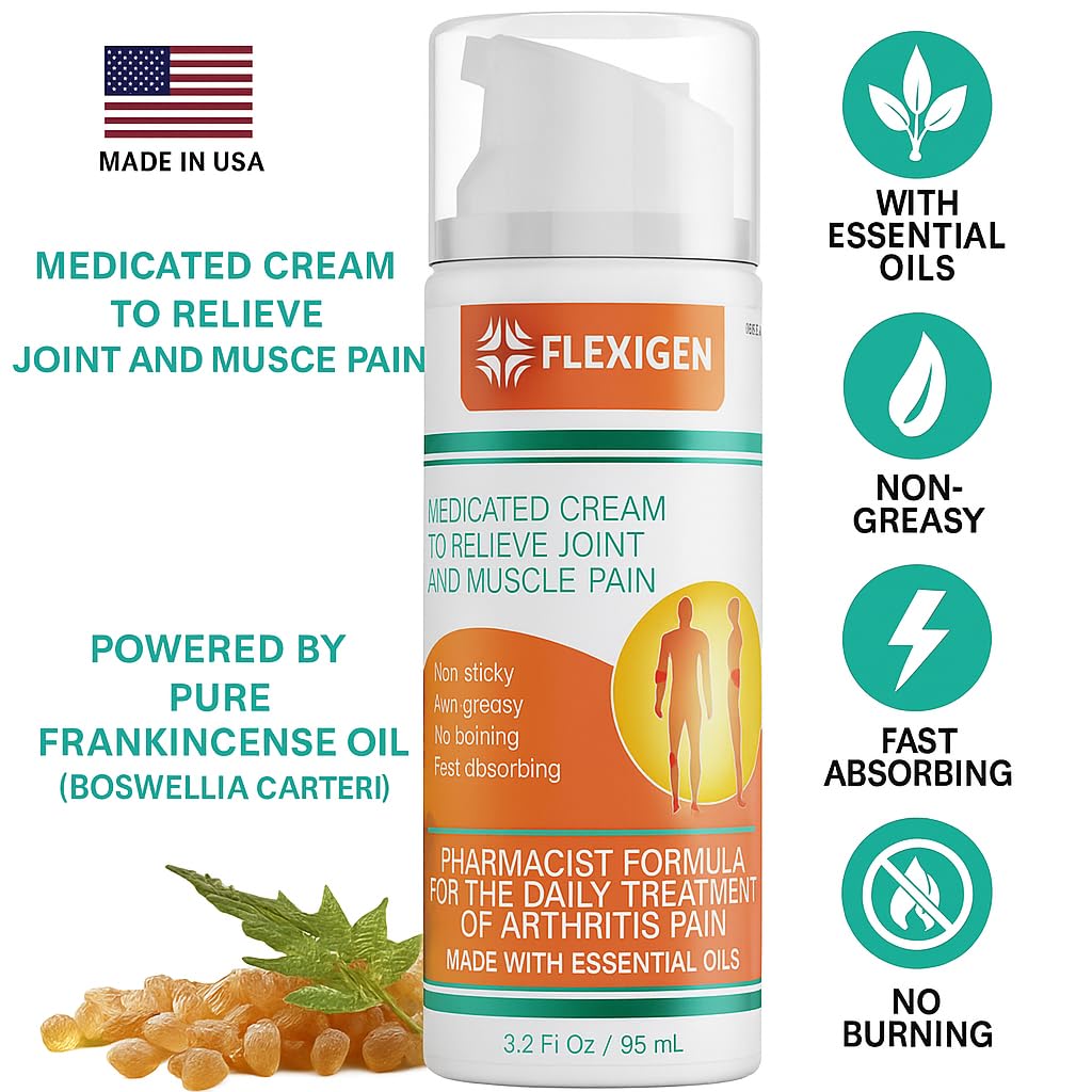 FLEXIGEN Pain Cream Lotion 3-Pack – Natural Menthol Formula with Frankincense & Essential Oils – Fast-Acting, Non-Greasy, Pleasant Scent FLEXIGEN buy australia supplements