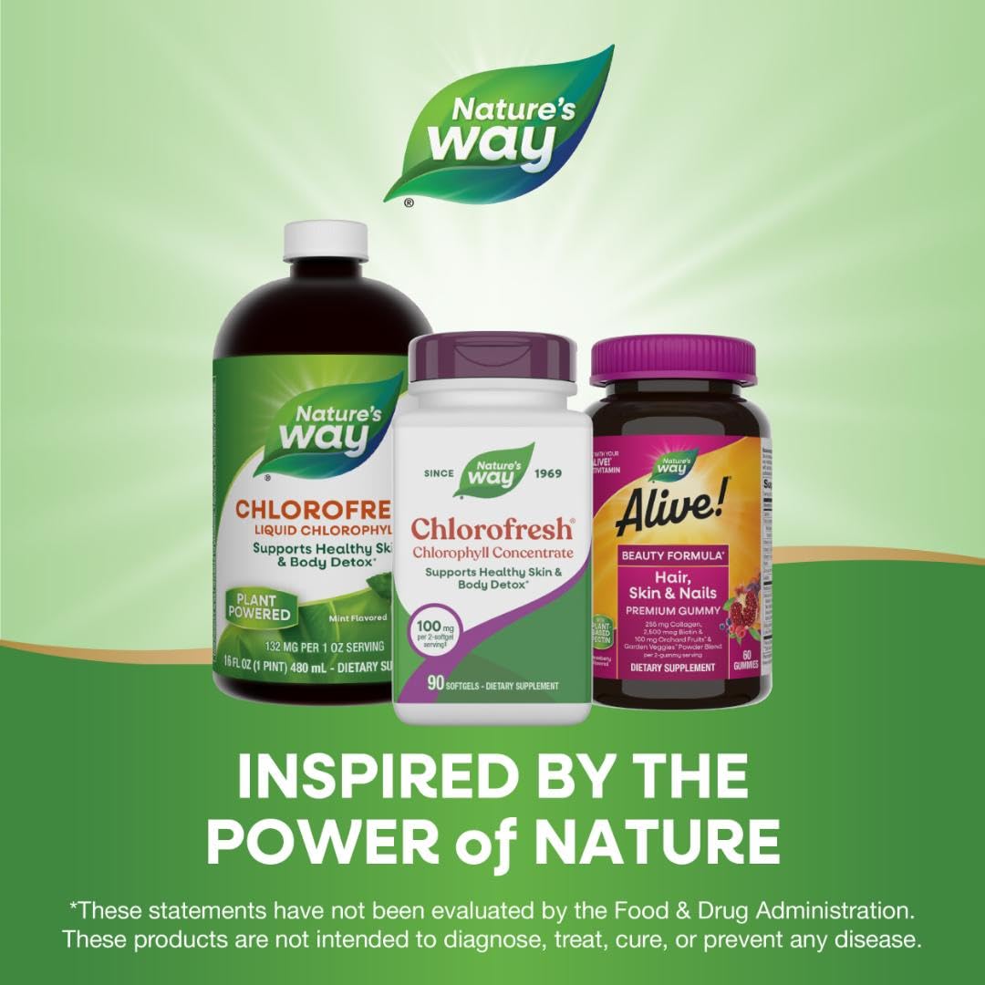 Nature’s Way Chlorofresh Chlorophyll Concentrate Softgels, Chlorophyllin Copper Complex, Internal Deodorant Supplement, Supports Healthy Skin and Detox Pathways Nature's Way