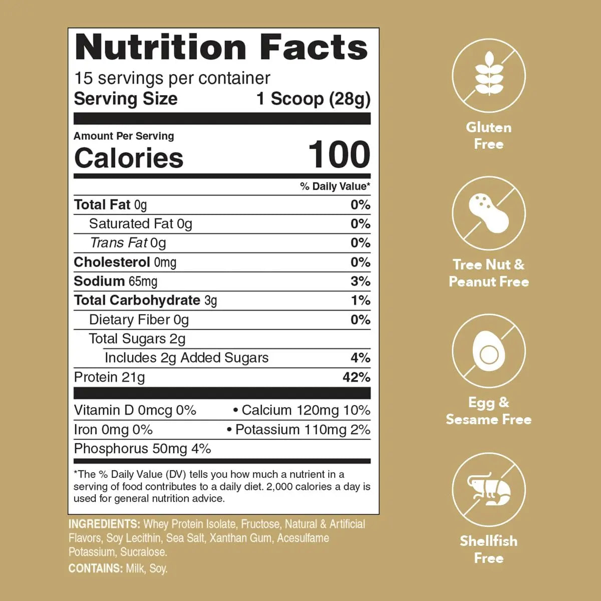 Unjury Whey Protein Powder | Vanilla | 21g 100% Whey Isolate Protein Powder | Low Carb and Lactose Free | Gluten Free | Certified Kosher | 15 Servings Unjury