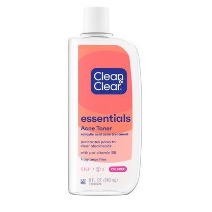 Clean & Clear Essentials Oil-Free Acne Toner, 2% Salicylic Acid Acne Treatment with Pro-Vitamin B5, Deep Pore Facial Toner Clean & Clear