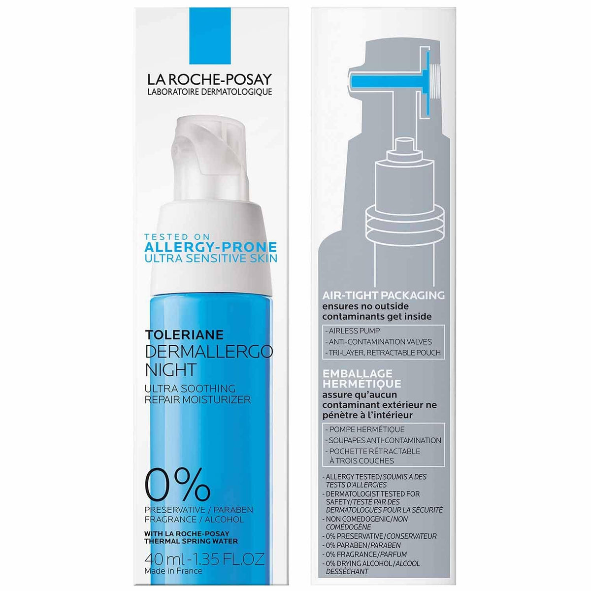 La Roche-Posay Toleriane Dermallergo Night Cream with Vitamin E 1.35oz La Roche-Posay