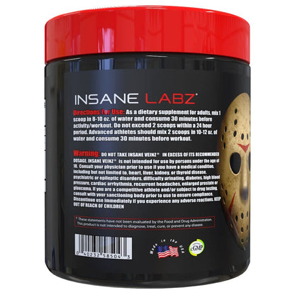 Insane Labz Insane Veinz Non Stimulant NO Enhancing Powder, Nitric Oxide Booster, Loaded with Agmatine Sulfate and Betaine Anhydrous, Increase Vascularity, 35 Srvgs, Fruit Punch