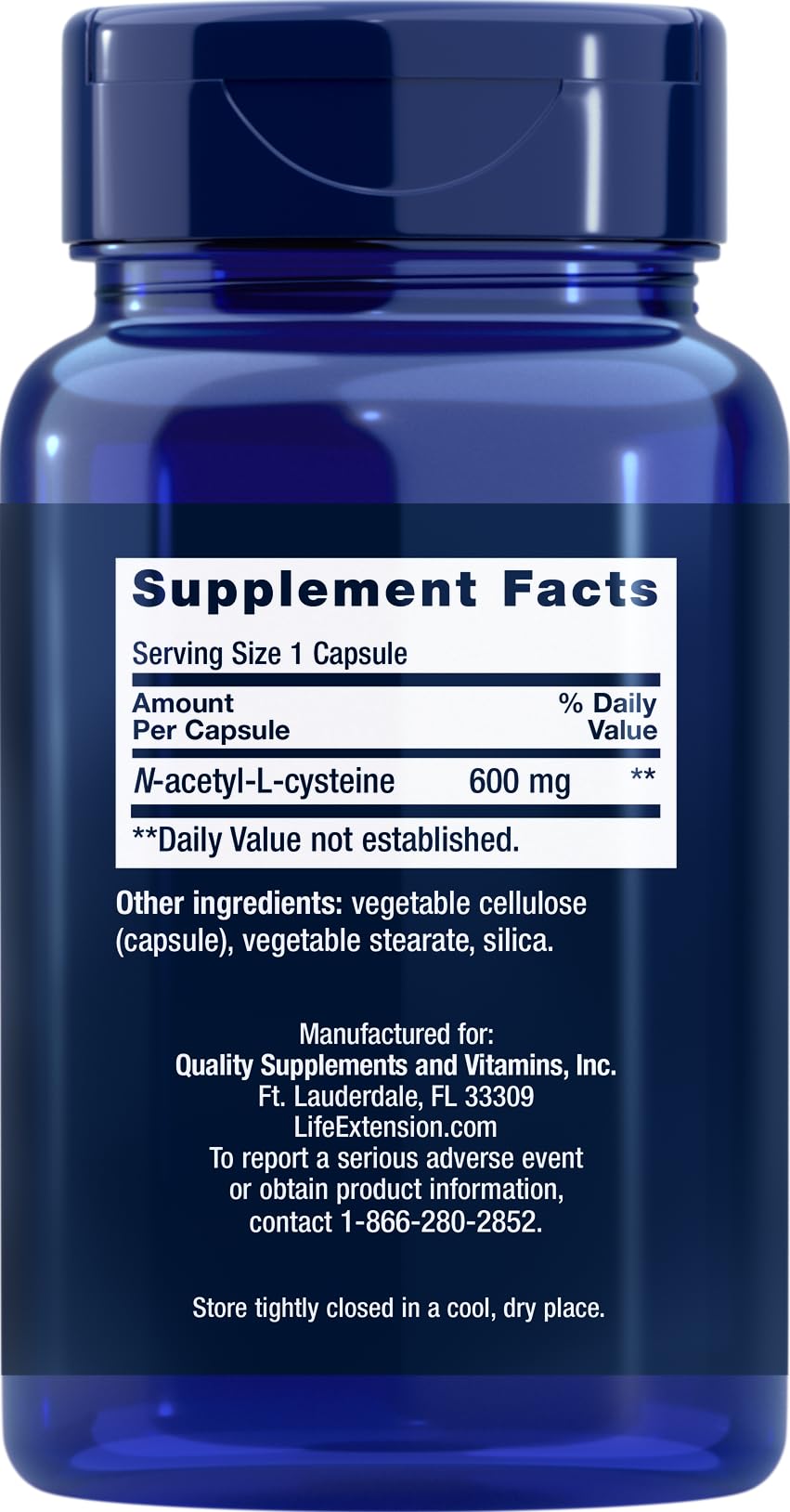 Life Extension N-Acetyl-L-Cysteine (NAC) 600mg, 150 Capsules Life Extension
