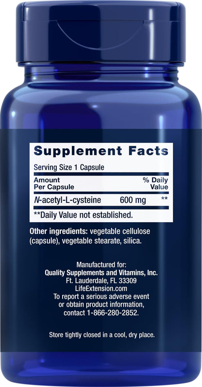 Life Extension N-Acetyl-L-Cysteine (NAC) 600mg, 150 Capsules Life Extension
