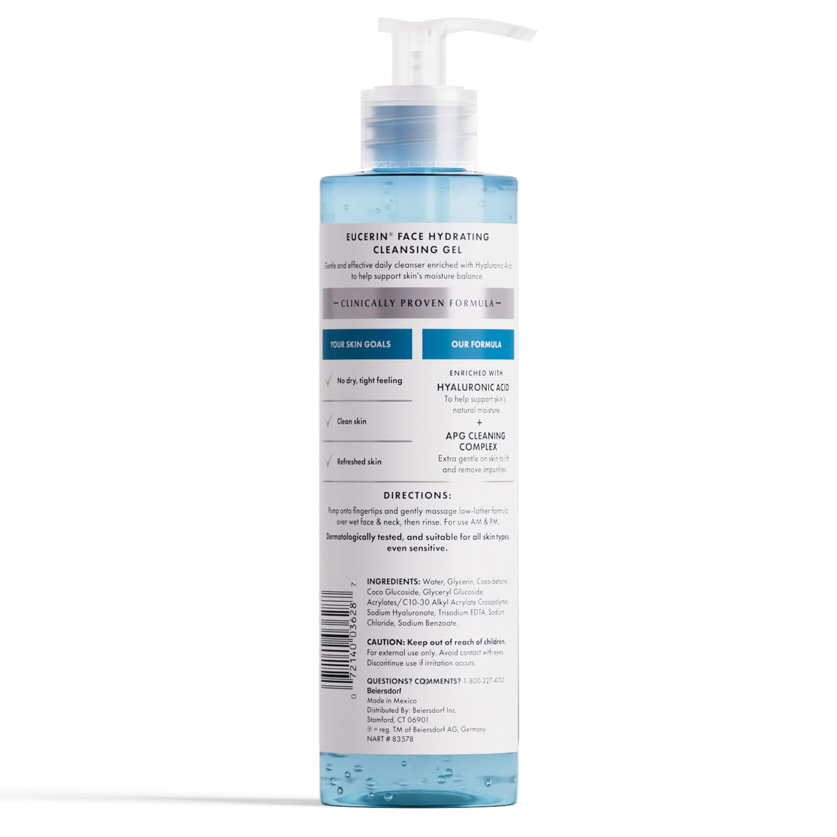 Eucerin Hydrating Gel Cleanser & Makeup Remover, Sensitive Skin, 13.5 Fl Oz Eucerin