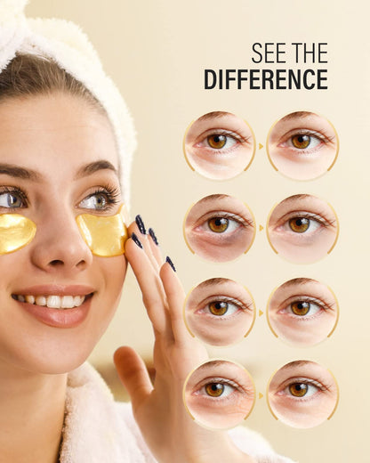 Maskiss 24k Gold Under Eye Patches (50 Pairs), eye mask, Collagen Skin Care Products, Eye Patches for Puffy Eyes, eye masks for dark circles and puffiness Maskiss