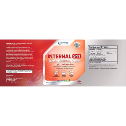 Phytage Labs Internal 911 Colon Cleanse Detox Supplement - Natural Laxative Cleanser Removes Toxins for Better Digestion and Radiant Skin - 60 Capsules Phytage Labs