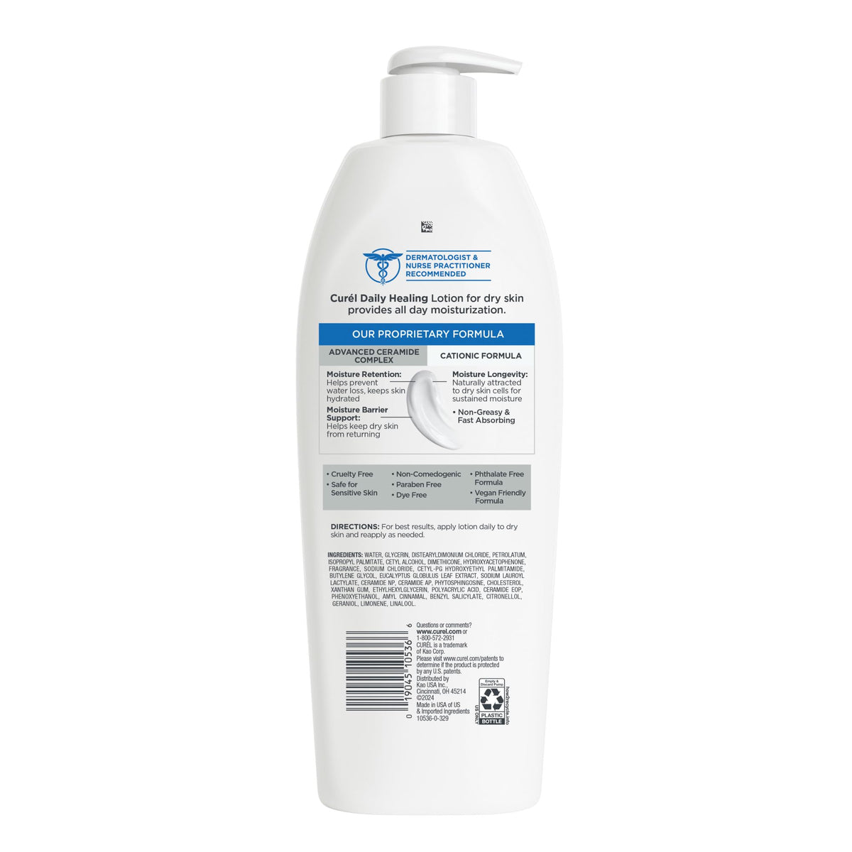 Curel Daily Healing Body Lotion, Ceramide Moisturizer, Dry Skin, 20 fl oz Curel