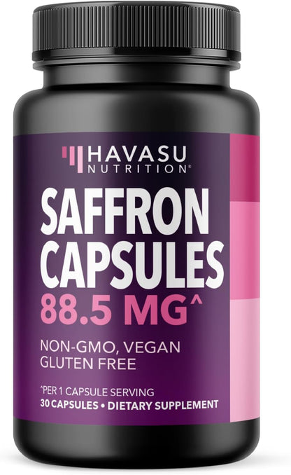 Saffron Supplements, 88.5mg Saffron Extract Per Serving, 30 Servings | Antioxidant Support to Promote Energy, Mood Support & Eye Health, 30 Count, Vegan, Non-GMO & Gluten Free, 1 Month Supply Gsupps Australia