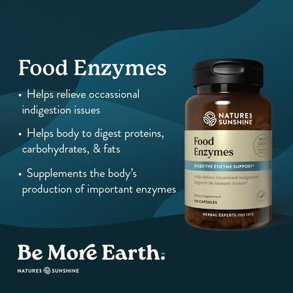 Nature's Sunshine Food Enzymes - Digestive Support with Prebiotics and Probiotics for Gut Health - Digestive Enzyme Supplement for Digestive Health Nature's Sunshine