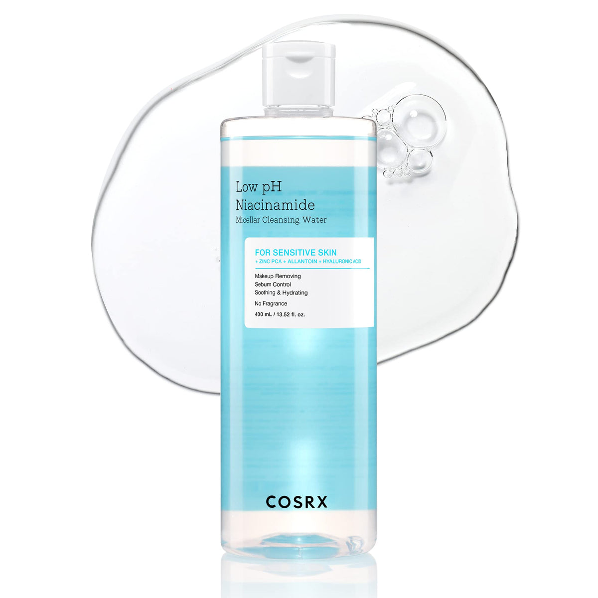 COSRX Low pH Niacinamide Cleansing Water for Sensitive Skin, 13.52 fl.oz COSRX