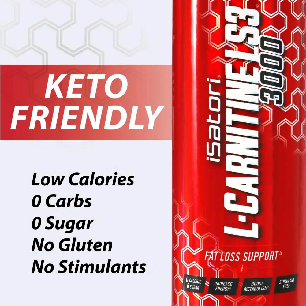 iSatori L-Carnitine LS3 3000, Liquid L-Carnitine with Acetyl L-Carnitine, L-Carnitine L-Tartrate, Stimulant Free Pre Workout, Low Calories, Sugar, Gluten, iSatori