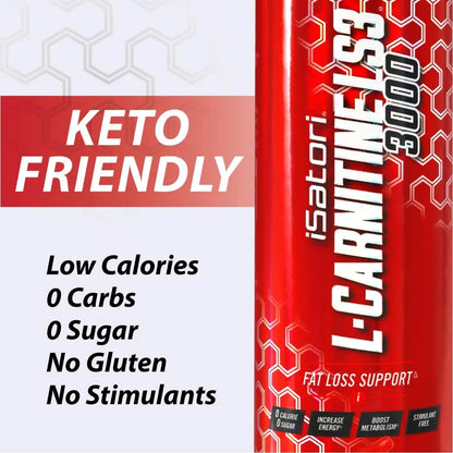 iSatori L-Carnitine LS3 3000, Liquid L-Carnitine with Acetyl L-Carnitine, L-Carnitine L-Tartrate, Stimulant Free Pre Workout, Low Calories, Sugar, Gluten, iSatori