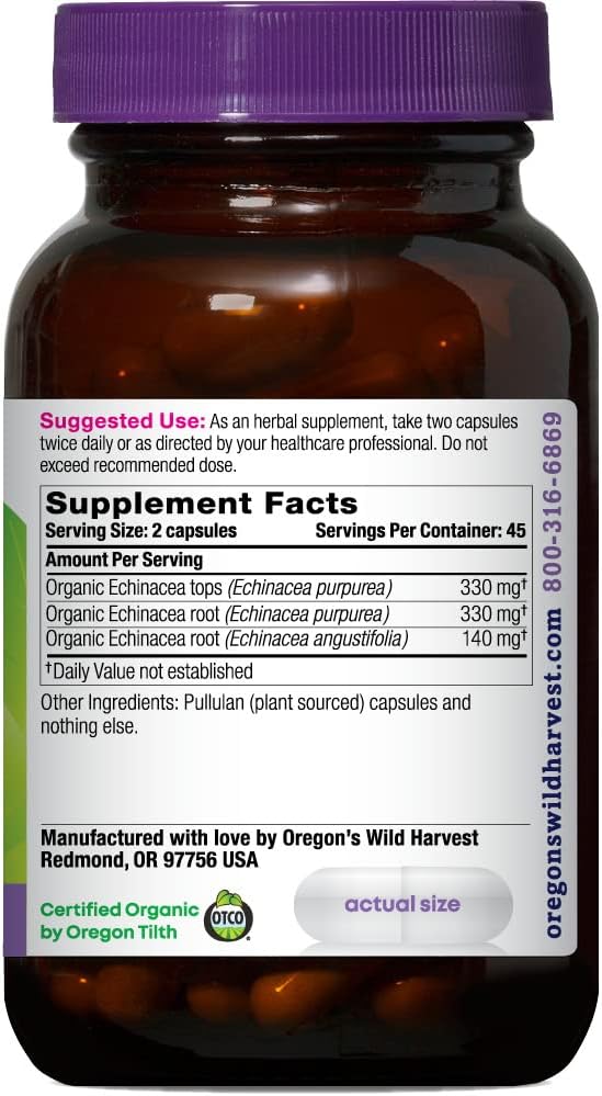 Oregon's Wild Harvest Echinacea Organic Herbal Supplement, 90 Count Gsupps Australia